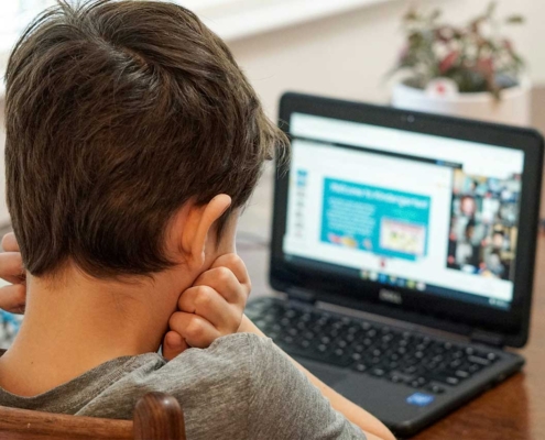 male child on a computer