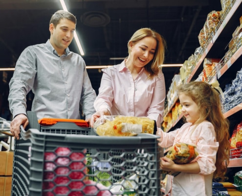 Family grocery shopping together